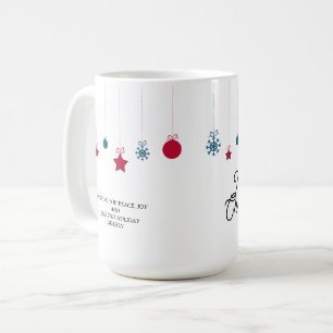 Elegant in Weiß und Rot Frohe Weihnachten Kaffeetasse