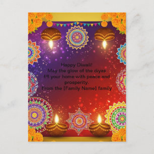 Elegant Indian Diwali Rangoli Postcard Feiertagspostkarte
