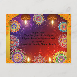 Elegant Indian Diwali Rangoli Postcard Feiertagspostkarte