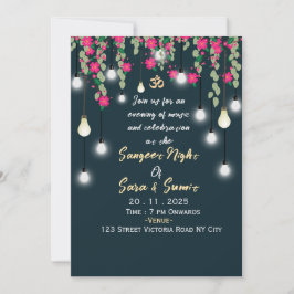Elegant Indian Wedding Sangeet Ceremony Invitation Einladung