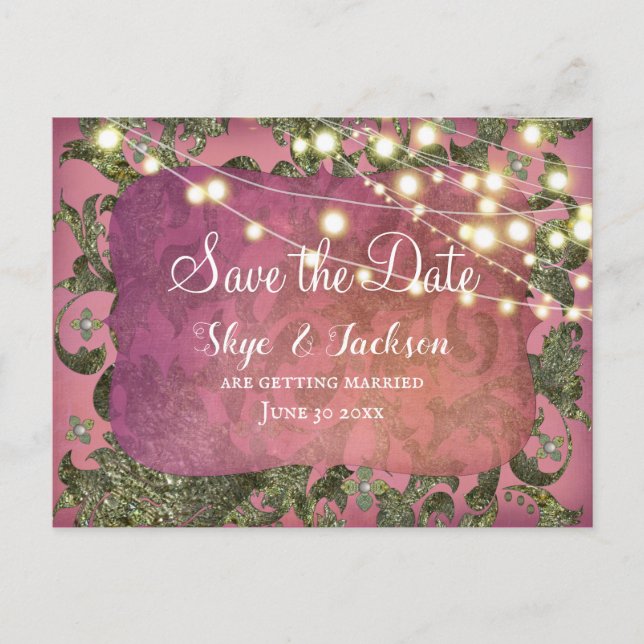 Elegant indischer Inspiriert Boho Damask | Rose Ro Postkarte (Vorderseite)
