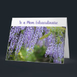Elegant Infinite Love Mom Extraordinare Mother Karte<br><div class="desc">An elegant and trendy large greeting card with a beautiful, striking foto of light purple wisteria flowers for Mother's Day or birthday or any other chance. For a "Mom Außerordentliche", one with near-infinite geduld, kindness, and understanding, and with an infinite supply of mother's love. You can customize all the text...</div>