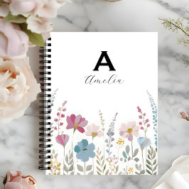 Elegant Initial Stylish Floral Notebook Notizbuch