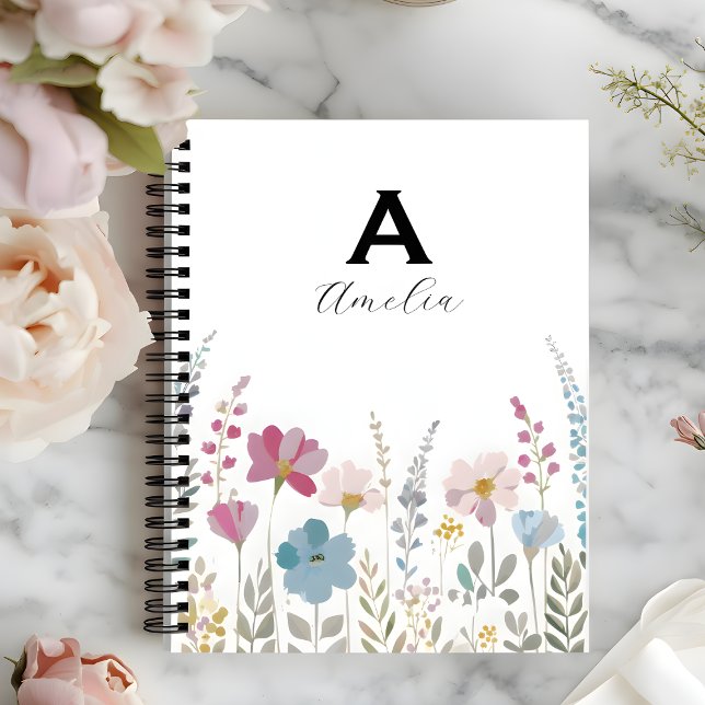 Elegant Initial Stylish Floral Notebook Notizbuch (Von Creator hochgeladen)