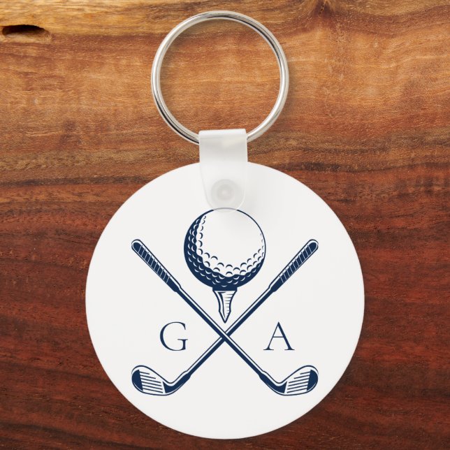 Elegant Initials Custom Golf Gift- Modern Monogram Schlüsselanhänger (Vorderseite)