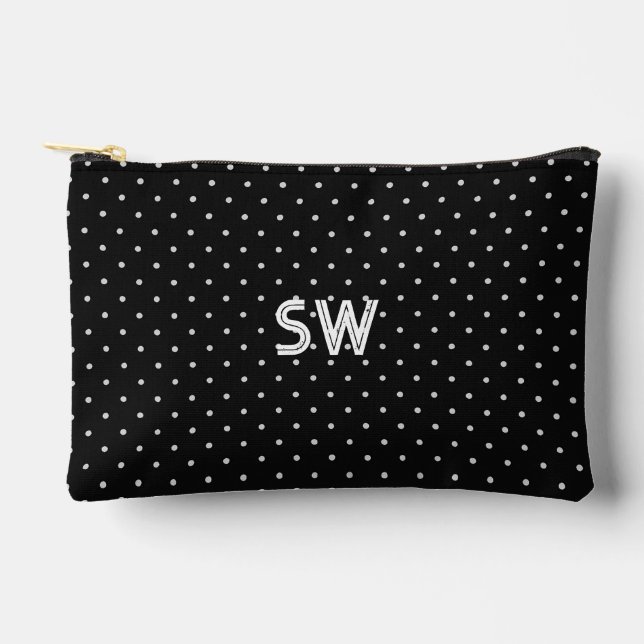 Elegant Initials Polka Dot Gift Pouch Zubehörtasche (Vorderseite)