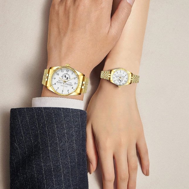  Elegant Initials White and black Luxury Monogram Armbanduhr (Von Creator hochgeladen)