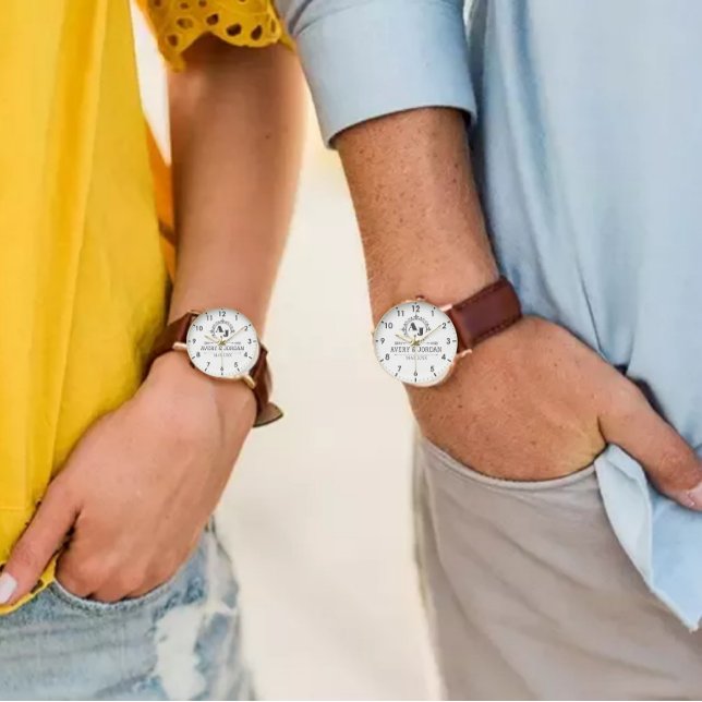  Elegant Initials White Luxury Vintage Monogram Armbanduhr (Von Creator hochgeladen)