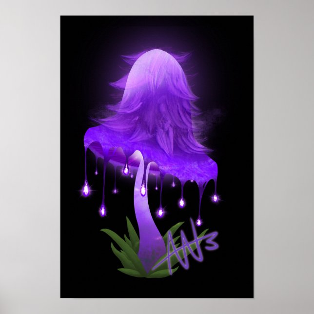 Elegant Inky Cap glühend Lila Pilz Poster (Vorne)