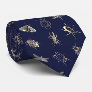 elegant insects pattern on dark blue krawatte
