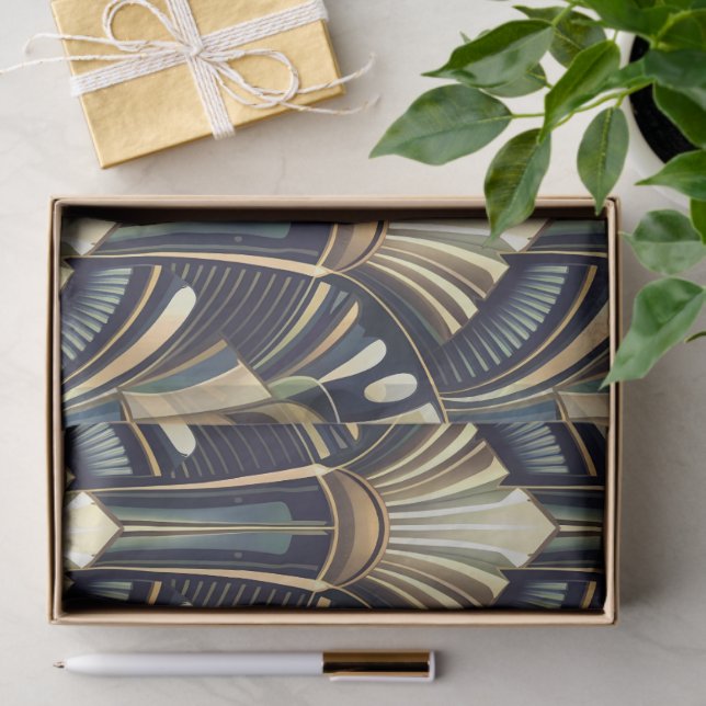 Elegant Intricate Art Deco Luxury Gold Seidenpapier (Geschenk)