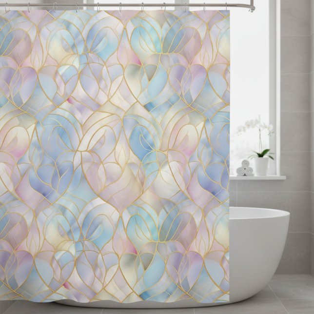 Elegant Iridescent Abstract Duschvorhang (modern abstract iridescent pastel shower curtain)