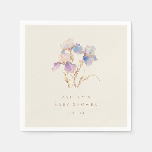 Elegant Iris Baby Shower Serviette (Vorderseite)