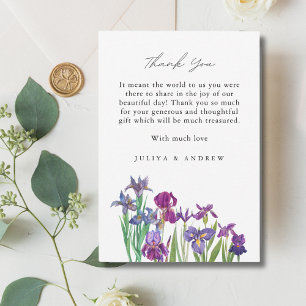 Elegant Iris Blume Hochzeit Danke Karte