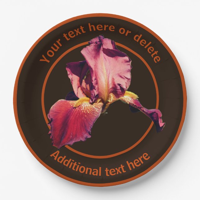 Elegant Iris Blume Personalisiertes Party Pappteller (Vorderseite)