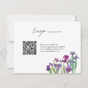 Elegant Iris Blume QR Code Hochzeit RSVP Karte