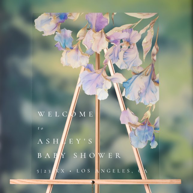 Elegant Iris Floral Baby Shower Acrylschild (Neutral)