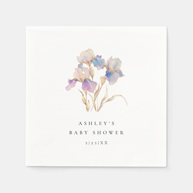 Elegant Iris Floral Baby Shower Serviette (Vorderseite)