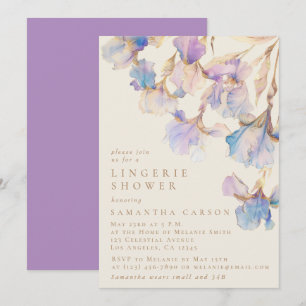 Elegant Iris Floral Watercolor Lingerie Dusche Einladung