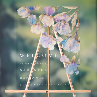 Elegant Iris Floral Wedding Acrylschild