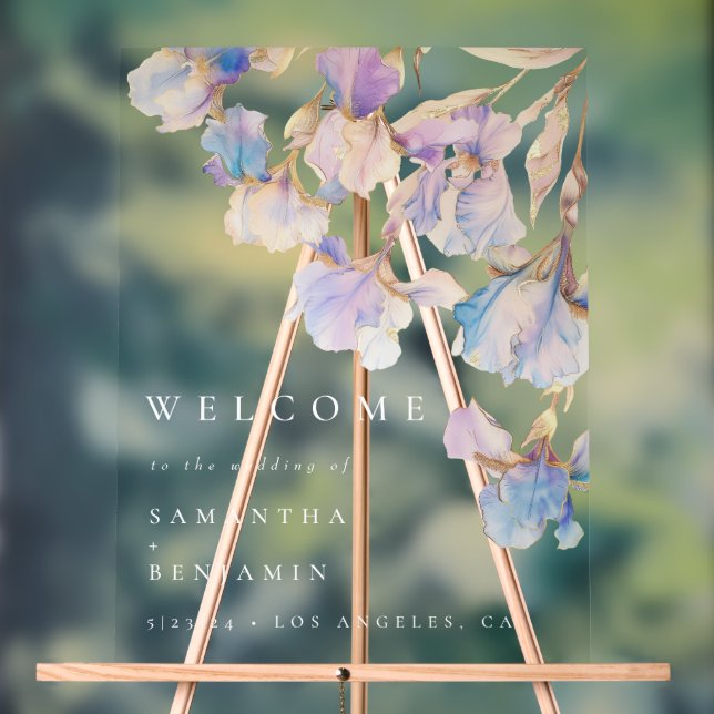 Elegant Iris Floral Wedding Acrylschild (Neutral)