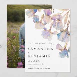 Elegant Iris Floral Wedding Foto Save The Date