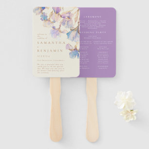 Elegant Iris Floral Wedding Program Fächer