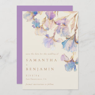 Elegant Iris Floral Wedding Save The Date