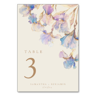Elegant Iris Floral Wedding Table Card Tischnummer
