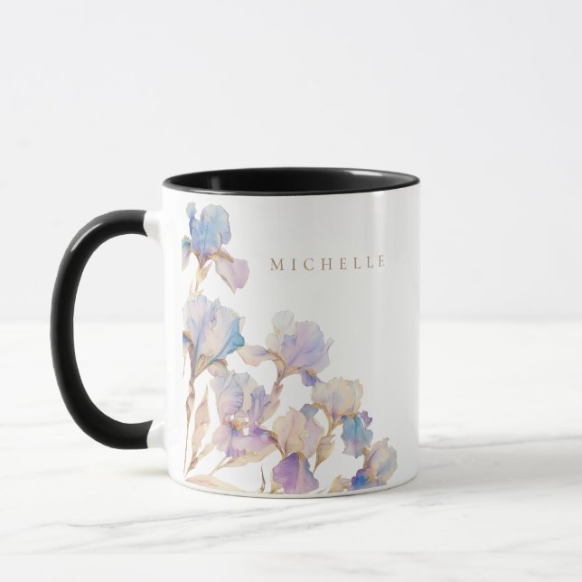 Elegant Iris Personalisiert Floral Tasse (Links)
