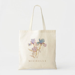 Elegant Iris Personalisiert Floral Tragetasche