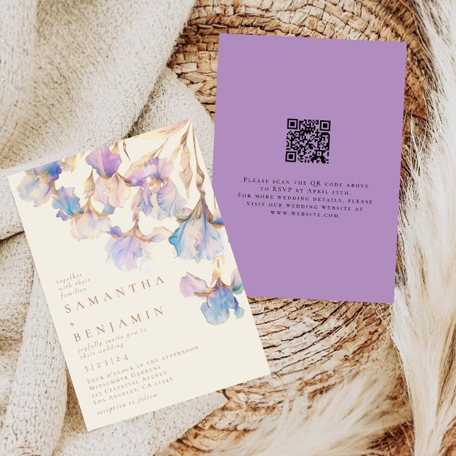 Elegant Iris QR Code Wedding Einladung (Von Creator hochgeladen)