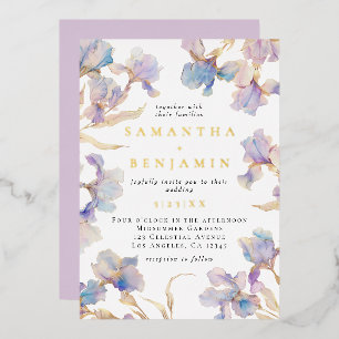 Elegant Iris Wedding Folieneinladung