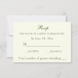 Elegant Irish Green Ivory Wedding Classic UAWG RSVP Karte