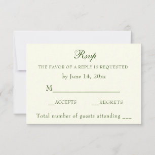 Elegant Irish Green Ivory Wedding Classic UAWG RSVP Karte