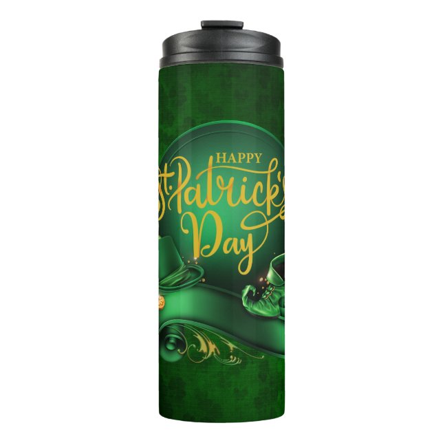 Elegant Irish Hat & Boot - Happy St. Patrick's Day Thermosbecher (Vorderseite)