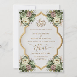 Elegant Islamic Floral Nikah Einladung