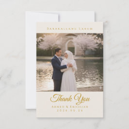 Elegant Islamic Wedding Thank You Card with Photo Karte