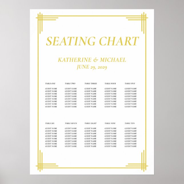 Elegant Island Citrus Yellow Wedding Seating Chart Poster (Vorne)