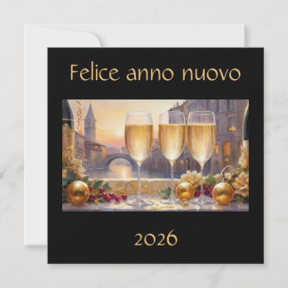 Elegant Italian New Year Black Holiday Card Feiertagskarte