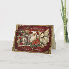 Elegant Ivory and Red Victorian Christmas Collage Feiertagskarte