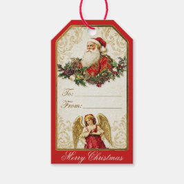 Elegant Ivory and Red Victorian Christmas Collage Geschenkanhänger