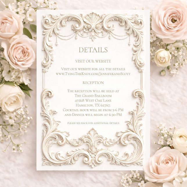 Elegant Ivory Baroque Wedding Enclosure Card Begleitkarte (Elegant Ivory Baroque Wedding Enclosure Card)
