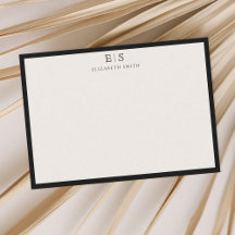 Elegant Ivory Black Border Monogram