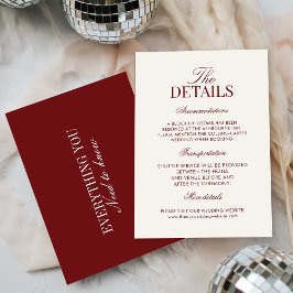 Elegant Ivory Burgundy Wedding Begleitkarte