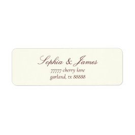 Elegant Ivory Burgundy Wedding Return Address
