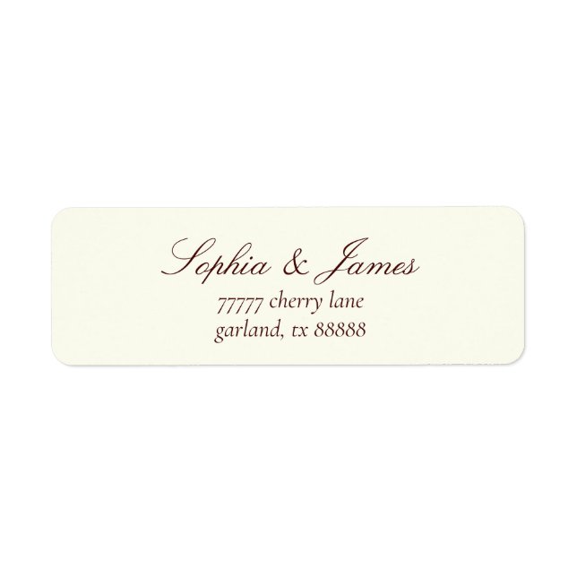 Elegant Ivory Burgundy Wedding Return Address (Vorne)