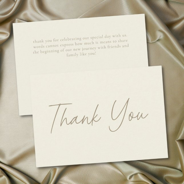 Elegant Ivory Cream Minimalist Wedding Dankeskarte (Elegant Ivory Cream Minimalist Wedding Thank You Card)