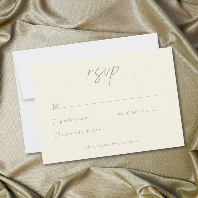 Elegant Ivory Cream Minimalist Wedding RSVP Karte (Elegant Ivory Cream Minimalist Wedding RSVP Card)