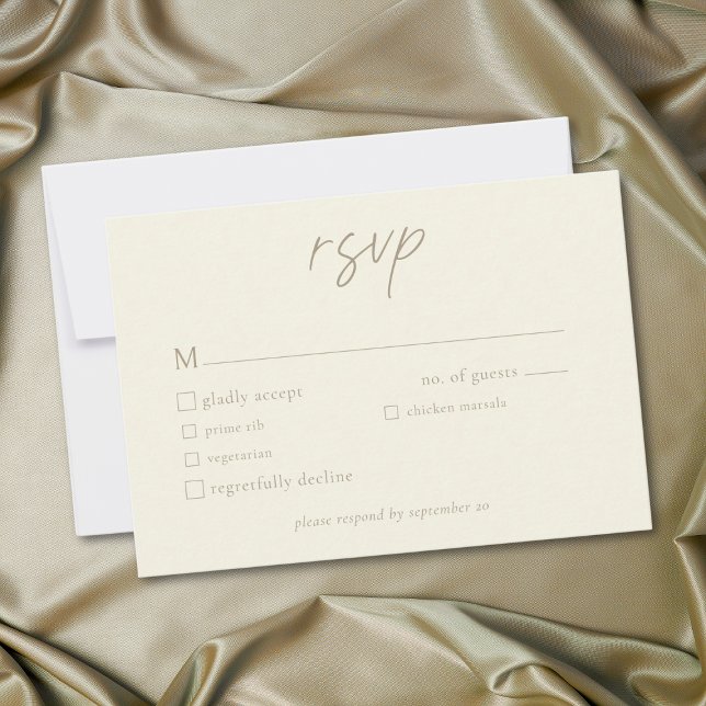 Elegant Ivory Cream Minimalist Wedding RSVP Karte (Elegant Ivory Cream Minimalist Wedding RSVP Card)
